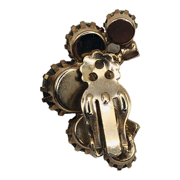 Lot Of 4 Costume Earrings Chunky Glass Rhinestones Clip Screw Back Paisley - Picture 13 of 16